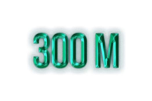 300 million subscribers celebration greeting Number with rustic steel design png