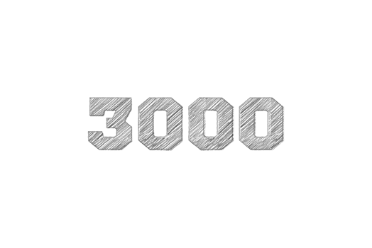 3000 subscribers celebration greeting Number with pencil sketch design png