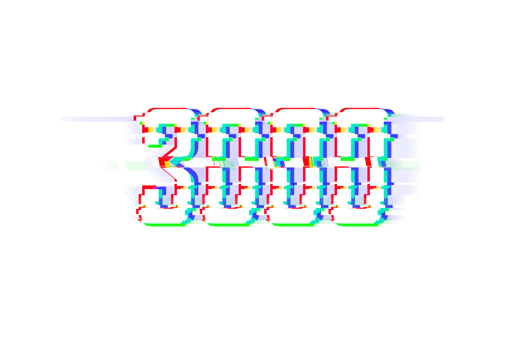 3000 subscribers celebration greeting Number with glitch design png