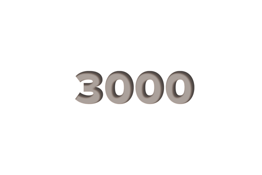 3000 subscribers celebration greeting Number with wooden engraved design png