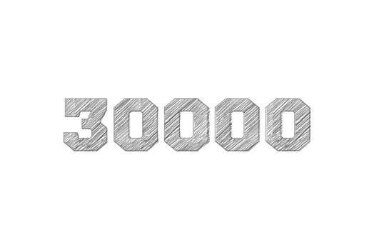 30000 subscribers celebration greeting Number with pencil sketch design png