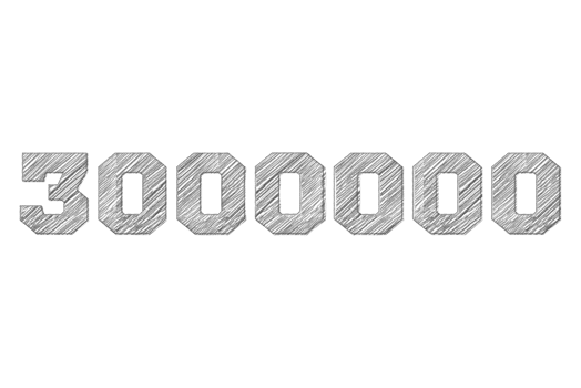 3000000 subscribers celebration greeting Number with pencil sketch design png