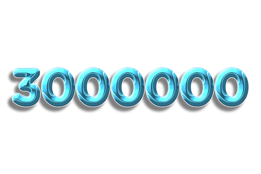 3000000 subscribers celebration greeting Number with plastic design png