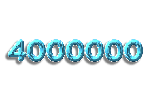 4000000 subscribers celebration greeting Number with plastic design png