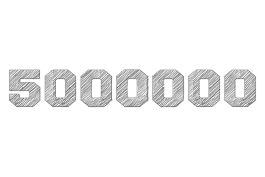 5000000 subscribers celebration greeting Number with pencil sketch design png