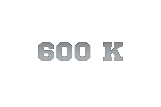 600 k subscribers celebration greeting Number with metal engriving design png
