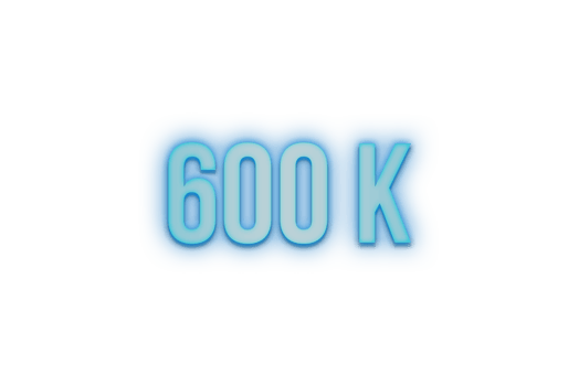 600 k subscribers celebration greeting Number with bannerneon design png