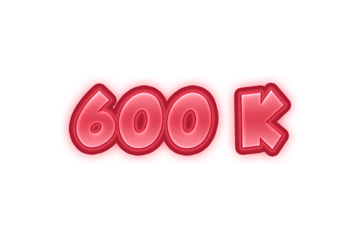600 k subscribers celebration greeting Number with red embossed design png