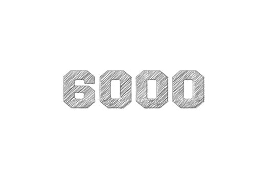 6000 subscribers celebration greeting Number with pencil sketch design png
