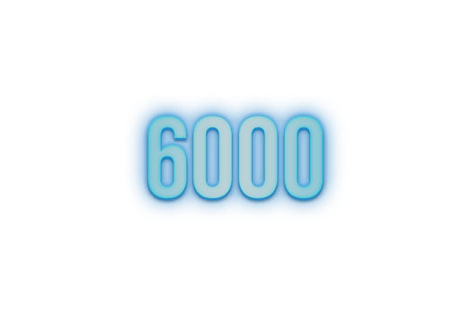 6000 subscribers celebration greeting Number with bannerneon design png