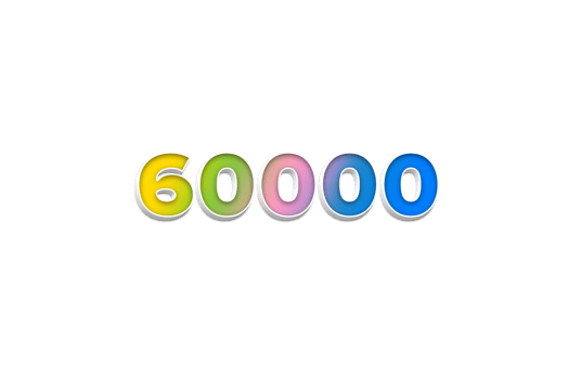 60000 subscribers celebration greeting Number with 3d extrude design png