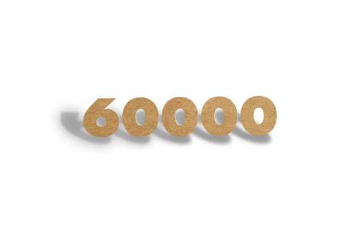60000 subscribers celebration greeting Number with hard card cutted design png