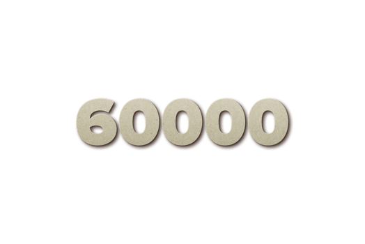 60000 subscribers celebration greeting Number with card board 2 design png