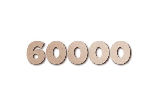 60000 subscribers celebration greeting Number with card board design png