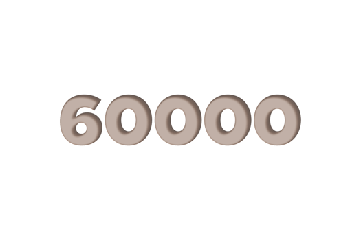 60000 subscribers celebration greeting Number with engrave design png