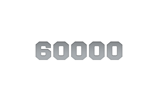 60000 subscribers celebration greeting Number with metal engriving design png