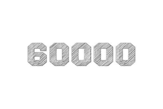 60000 subscribers celebration greeting Number with pencil sketch design png