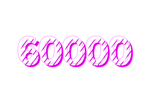 60000 subscribers celebration greeting Number with stripe design png