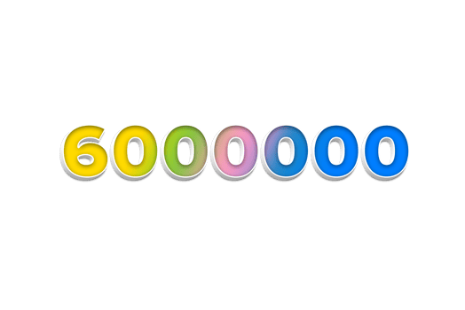 6000000 subscribers celebration greeting Number with 3d extrude design png