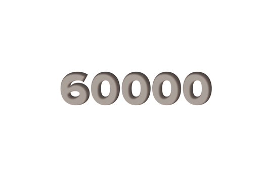 60000 subscribers celebration greeting Number with wooden engraved design png