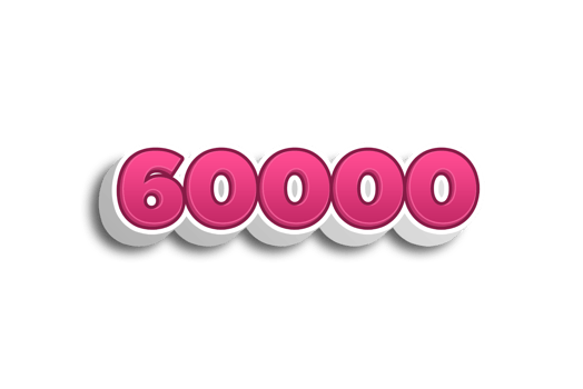 60000 subscribers celebration greeting Number with pink 3d design png