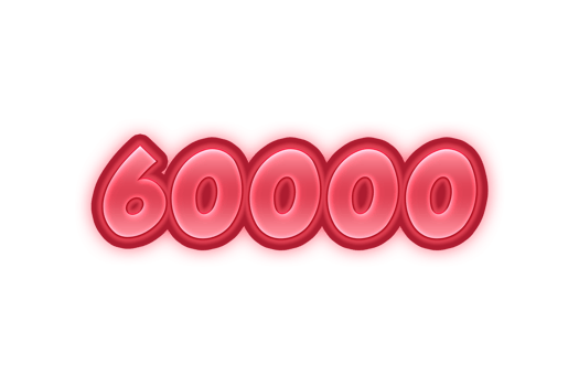 60000 subscribers celebration greeting Number with red embossed design png