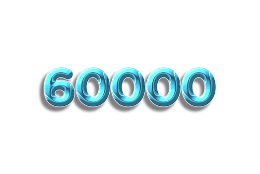 60000 subscribers celebration greeting Number with plastic design png