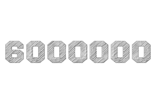6000000 subscribers celebration greeting Number with pencil sketch design png