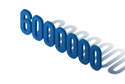 6000000 subscribers celebration greeting Number with isomatric design png