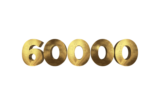 60000 subscribers celebration greeting Number with gold design png