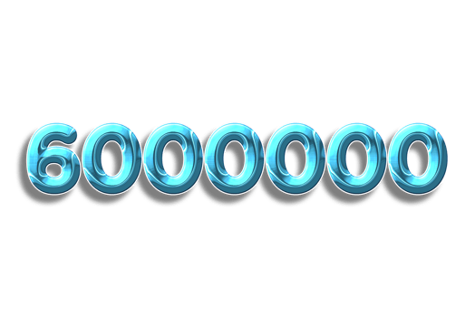 6000000 subscribers celebration greeting Number with plastic design png