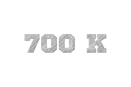 700 k subscribers celebration greeting Number with pencil sketch design png