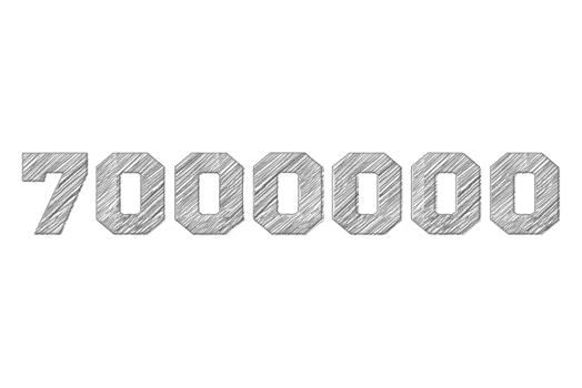 7000000 subscribers celebration greeting Number with pencil sketch design png