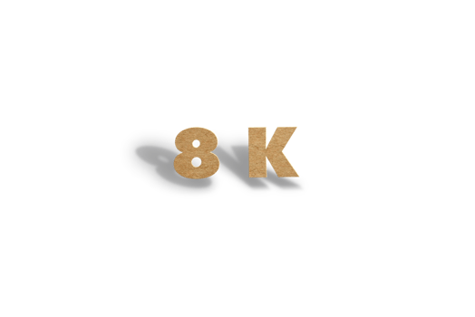 8 k subscribers celebration greeting Number with hard card cutted  design png