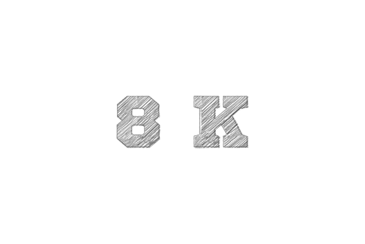8 k subscribers celebration greeting Number with pencil sketch design png