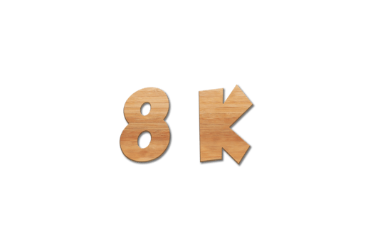 8 k subscribers celebration greeting Number with oak wood design png
