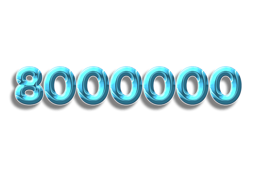 8000000 subscribers celebration greeting Number with plastic design png