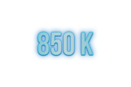 850 k subscribers celebration greeting Number with bannerneon design png