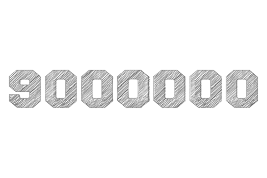 9000000 subscribers celebration greeting Number with pencil sketch design png