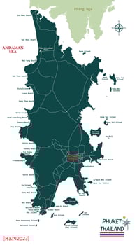 Map of Phuket Province, Thailand, travel, vector illustration, scribble sketch Phuket island map.