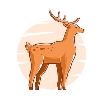 Vector hand drawn deer cartoon character