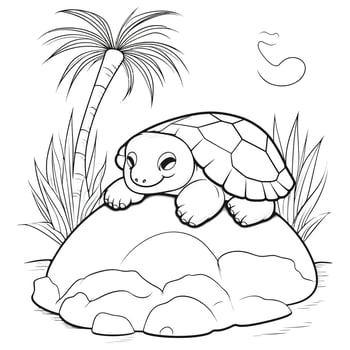 Beautiful Cute Turtle Coloring Pages vector