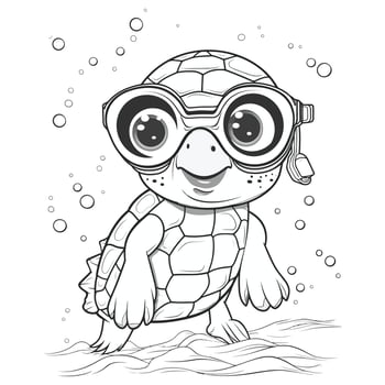 Beautiful Cute Turtle Coloring Pages vector