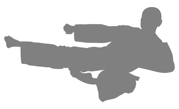Silhouette of Martial Artist Kick, Taekwondo, Karate, Pencak Silat, Kungfu, for Logo or Graphic Design Element. Format PNG