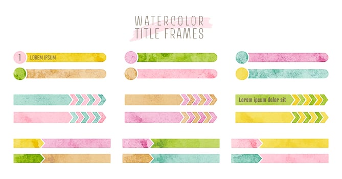 watercolor colorful vector line frame set