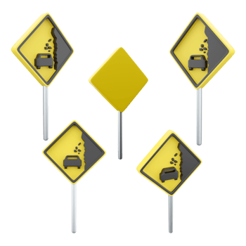 3d rendering No overtaking road sign different positions icon set. 3d render road sign concept icon set. No overtaking. png