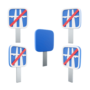 3d rendering end of motorway road sign different positions icon set. 3d render road sign icon set. End of motorway. png