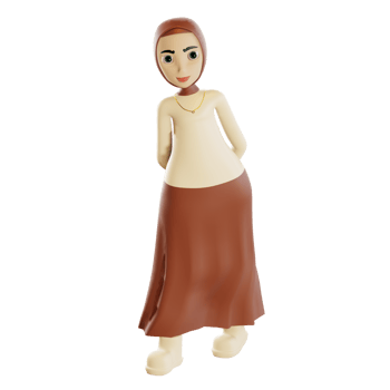 3d hijab character looking far away png