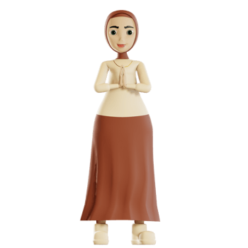 3d hijab character namaste png