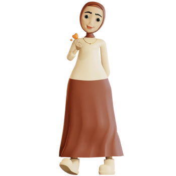 3d hijab character saranghae hand png